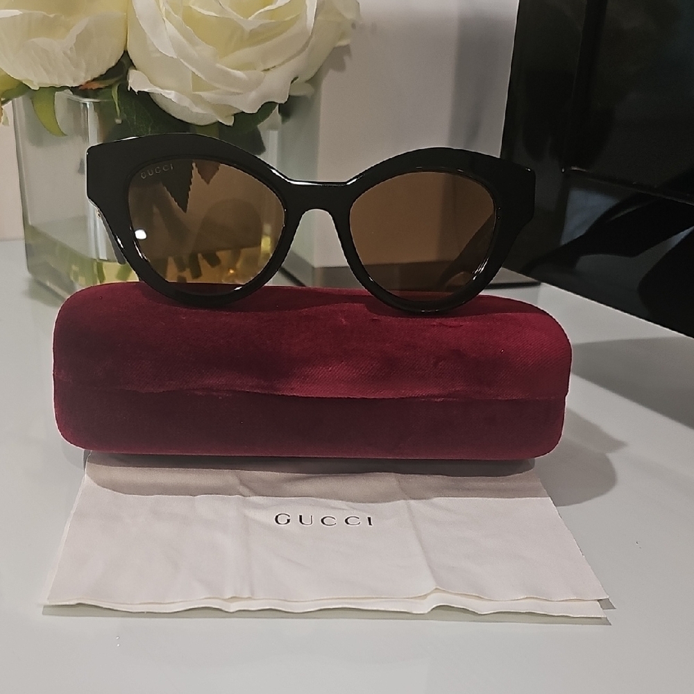 Gucci Black Sunglasses with Brown Lenses